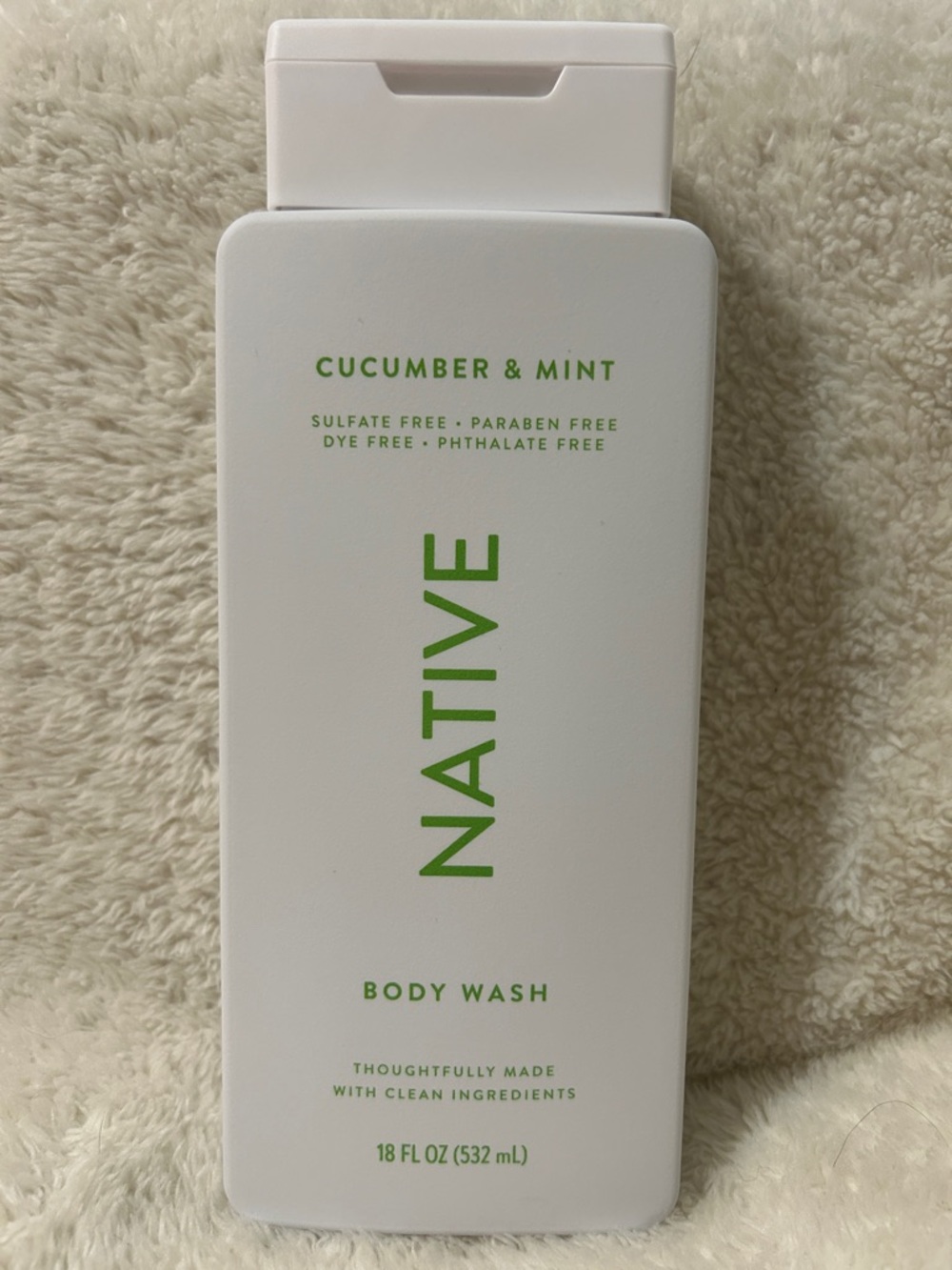 Native Cucumber & Mint Body Wash - White with Green Text
